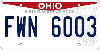 OH license plate FWN6003