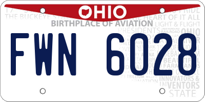OH license plate FWN6028