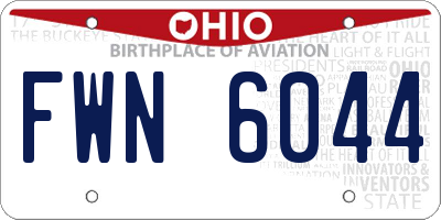 OH license plate FWN6044