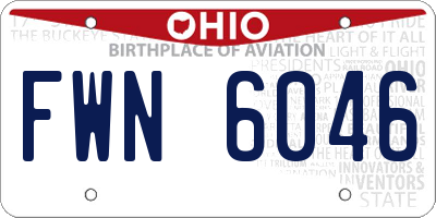 OH license plate FWN6046