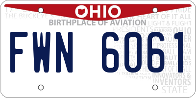 OH license plate FWN6061