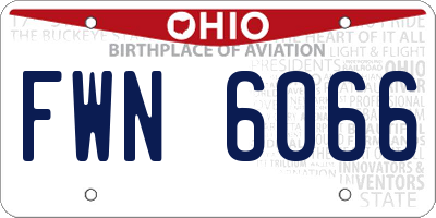 OH license plate FWN6066