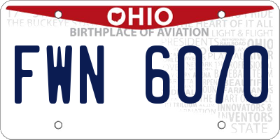 OH license plate FWN6070