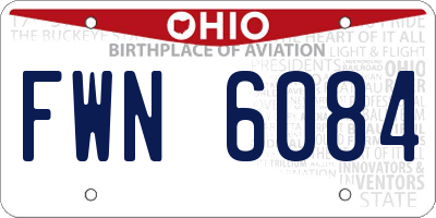 OH license plate FWN6084