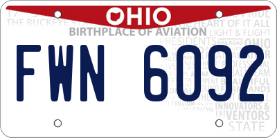 OH license plate FWN6092