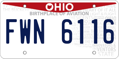 OH license plate FWN6116