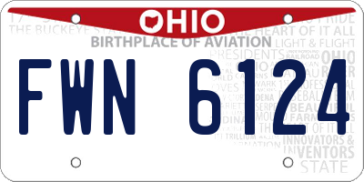 OH license plate FWN6124