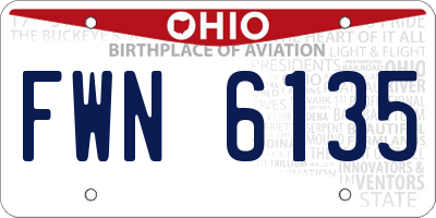 OH license plate FWN6135