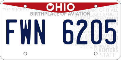 OH license plate FWN6205