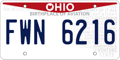 OH license plate FWN6216