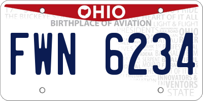 OH license plate FWN6234