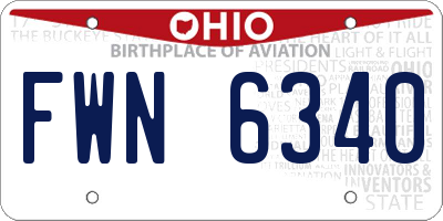 OH license plate FWN6340