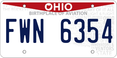 OH license plate FWN6354