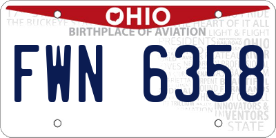 OH license plate FWN6358