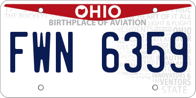 OH license plate FWN6359