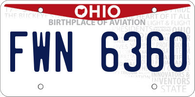 OH license plate FWN6360