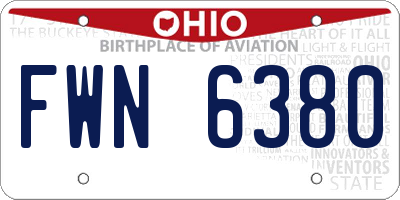 OH license plate FWN6380