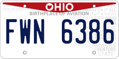 OH license plate FWN6386