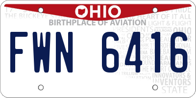 OH license plate FWN6416