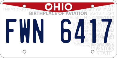 OH license plate FWN6417