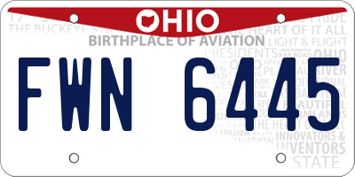 OH license plate FWN6445