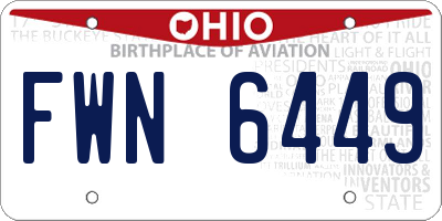 OH license plate FWN6449