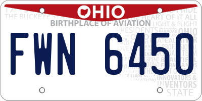 OH license plate FWN6450