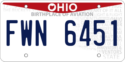 OH license plate FWN6451