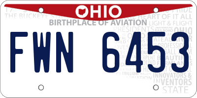 OH license plate FWN6453