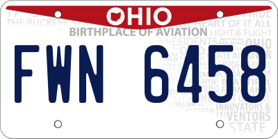 OH license plate FWN6458