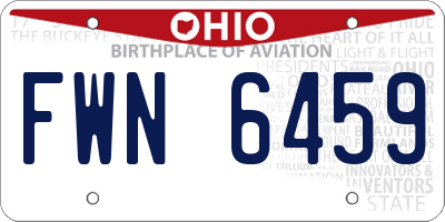 OH license plate FWN6459