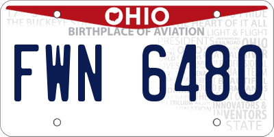 OH license plate FWN6480