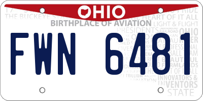 OH license plate FWN6481