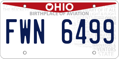 OH license plate FWN6499