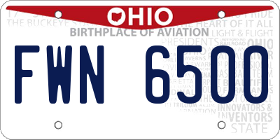 OH license plate FWN6500