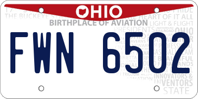 OH license plate FWN6502
