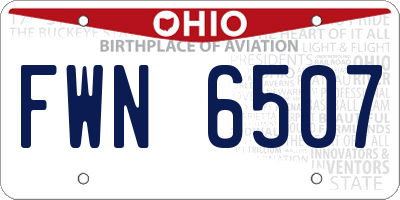 OH license plate FWN6507
