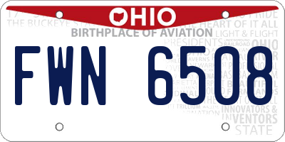 OH license plate FWN6508