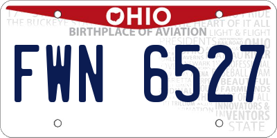 OH license plate FWN6527