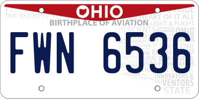 OH license plate FWN6536