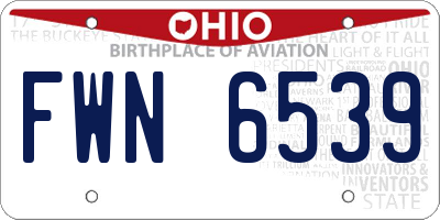 OH license plate FWN6539