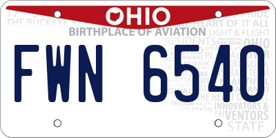 OH license plate FWN6540