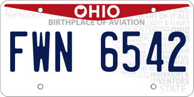 OH license plate FWN6542