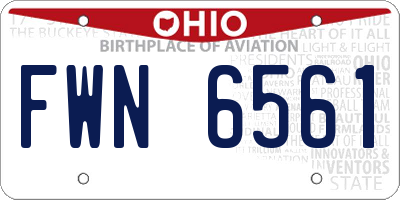 OH license plate FWN6561