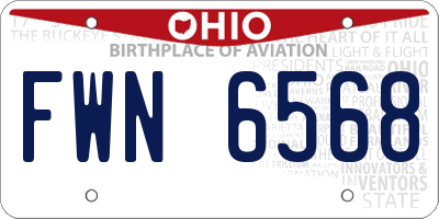 OH license plate FWN6568