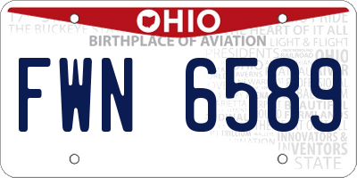 OH license plate FWN6589