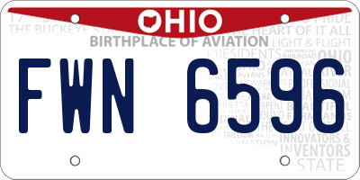 OH license plate FWN6596