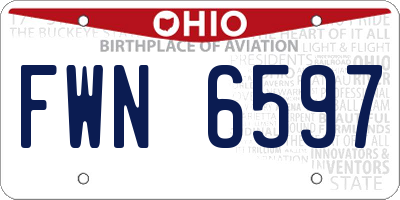 OH license plate FWN6597