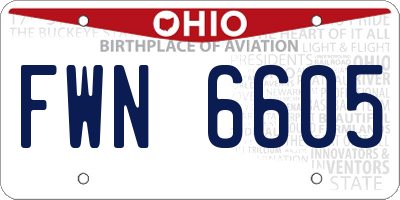 OH license plate FWN6605