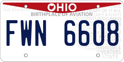 OH license plate FWN6608